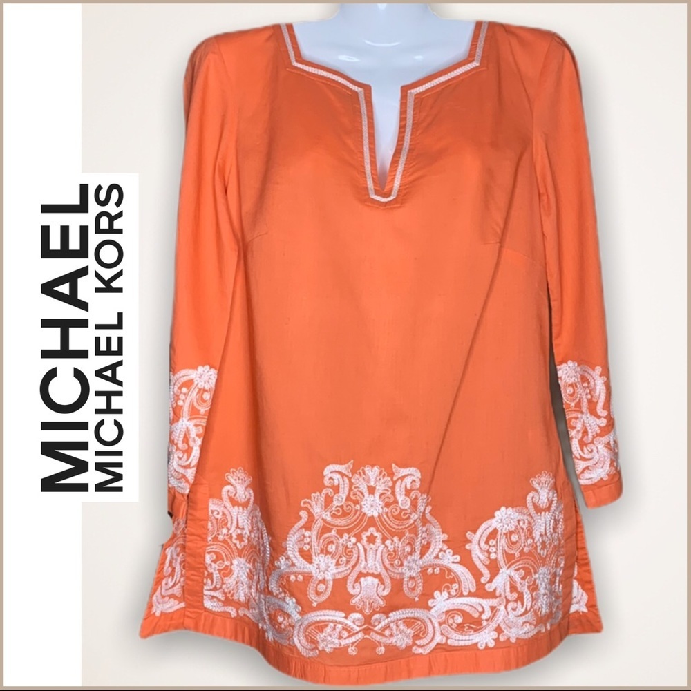 Michael by Michael Kors Embroidered Orange Tunic